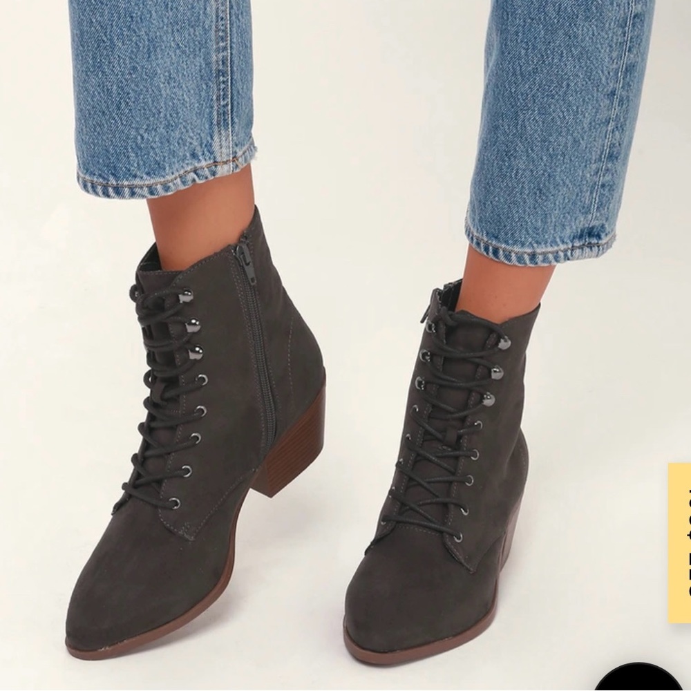 Lulus Montie grey lace up boots